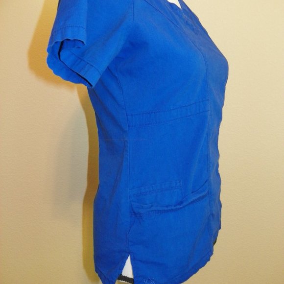 X Small Maevn Scrub Top Blue EcoFlex Short Sleeve - Picture 2 of 5